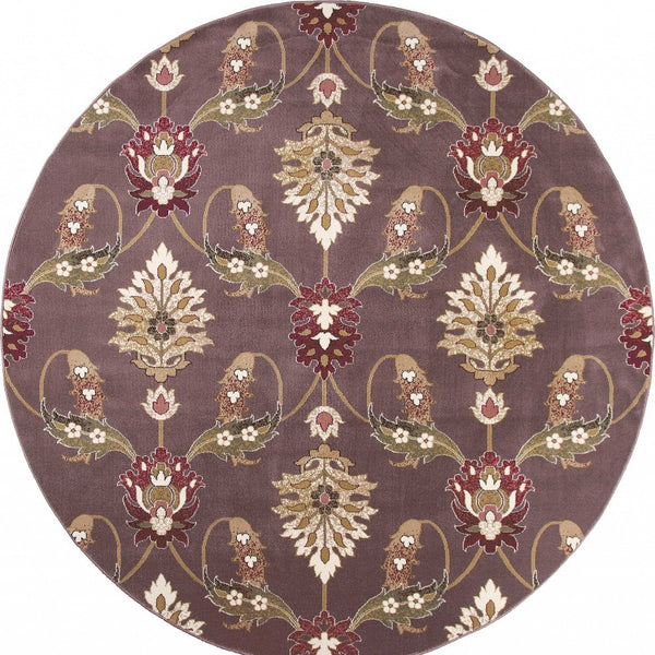 Homeroots Plum Purple Machine Woven Traditional Octagon Indoor Area Rug  Polypropylene 352847