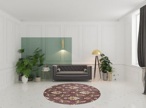 Homeroots Plum Purple Machine Woven Traditional Octagon Indoor Area Rug  Polypropylene 352847