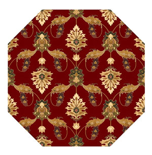 HomeRoots 7' Floral Vine Area Rug - Elegant Red, Beige & Brown Design for Warmth and Durability in Any Room 7' Octagon 352848