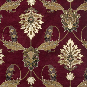 Homeroots 7' Octagon Red Floral Vines Indoor Area Rug  Polypropylene 352848