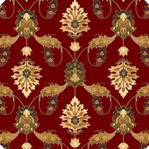 HomeRoots 8' Floral Vines Area Rug in Warm Red, Beige, and Brown - Durable, Elegant Décor for Any Room 8' Octagon 352849