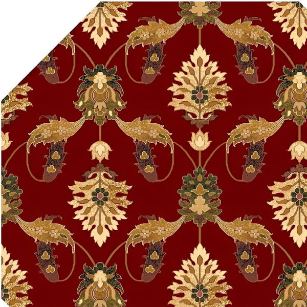 HomeRoots 8' Floral Vines Area Rug in Warm Red, Beige, and Brown - Durable, Elegant Décor for Any Room 8' Octagon 352849