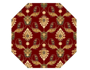 Homeroots Red Octagon Floral Vines Area Rug  Polypropylene 352849