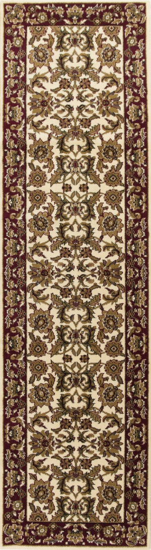 HomeRoots 9' Timeless Floral Medallion Area Rug in Ivory, Red, and Orange - Durable, Stylish, and Easy-Care Design 8" Round 352854
