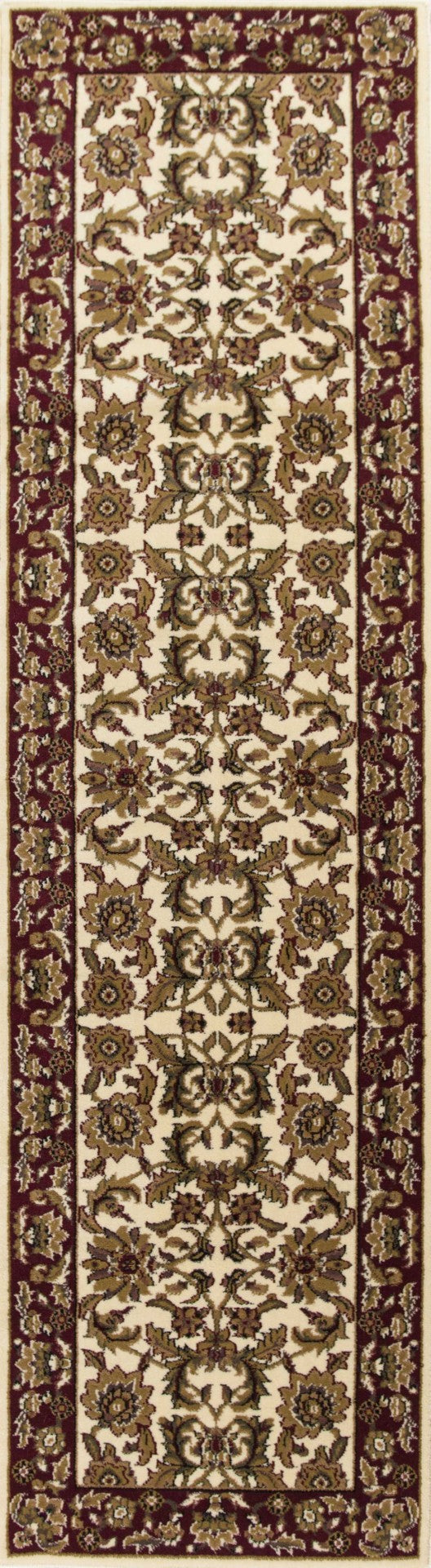 HomeRoots 9' Timeless Floral Medallion Area Rug in Ivory, Red, and Orange - Durable, Stylish, and Easy-Care Design 8" Round 352854
