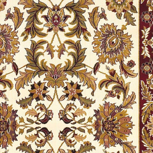 HomeRoots 9' Timeless Floral Medallion Area Rug in Ivory, Red, and Orange - Durable, Stylish, and Easy-Care Design 8" Round 352854
