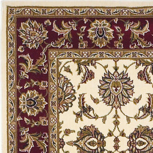 HomeRoots 7' Red Ivory and Brown Floral Medallion Area Rug – Durable, Stain-Resistant Design for Everyday Living 7' Octagon 352862