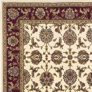 HomeRoots 7' Red Ivory and Brown Floral Medallion Area Rug – Durable, Stain-Resistant Design for Everyday Living 7' Octagon 352862