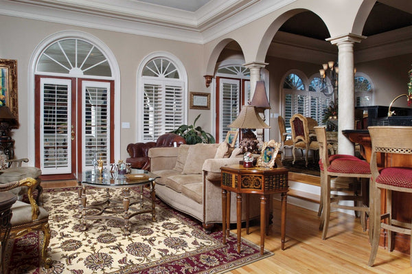 HomeRoots 7' Red Ivory and Brown Floral Medallion Area Rug – Durable, Stain-Resistant Design for Everyday Living 7' Octagon 352862