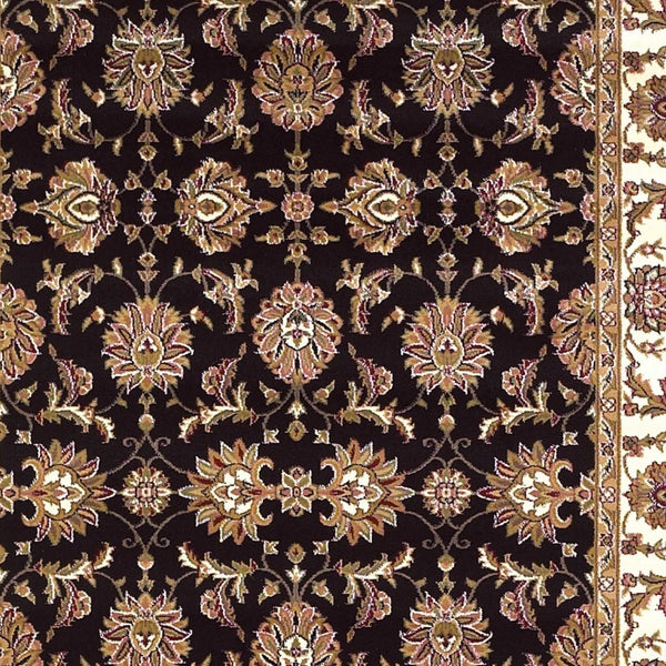 Homeroots 7' Octagon Black Or Ivory Floral Vines Bordered Indoor Area Rug  Polypropylene 352864