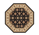 Homeroots 7' Octagon Black Or Ivory Floral Vines Bordered Indoor Area Rug  Polypropylene 352864