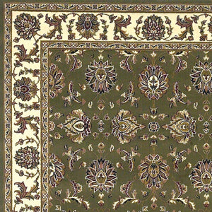 HomeRoots 7' Floral Octagon Rug - Timeless Elegance & Durable Design for Homes with Kids and Pets, Easy Care Green, Ivory 352866