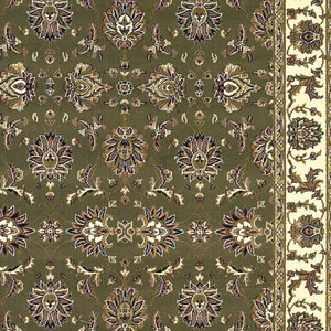 HomeRoots 7' Floral Octagon Rug - Timeless Elegance & Durable Design for Homes with Kids and Pets, Easy Care Green, Ivory 352866