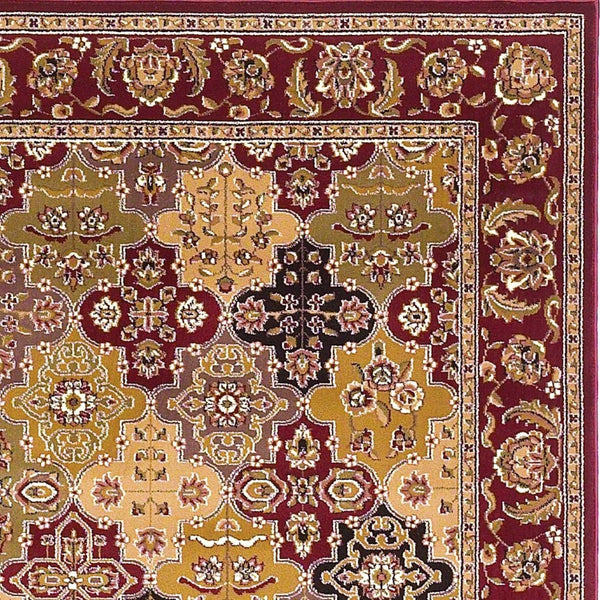 HomeRoots 5' Bold Moroccan Quatrefoil Area Rug in Red, Orange, and Black - Durable, Stylish, Easy Care for Any Space 7' Octagon Rectangle 352868