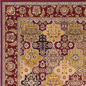 HomeRoots 5' Bold Moroccan Quatrefoil Area Rug in Red, Orange, and Black - Durable, Stylish, Easy Care for Any Space 7' Octagon Rectangle 352868