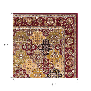 HomeRoots 5' Bold Moroccan Quatrefoil Area Rug in Red, Orange, and Black - Durable, Stylish, Easy Care for Any Space 7' Octagon Rectangle 352868