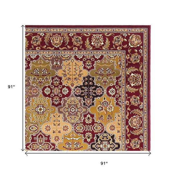 HomeRoots 5' Bold Moroccan Quatrefoil Area Rug in Red, Orange, and Black - Durable, Stylish, Easy Care for Any Space 7' Octagon Rectangle 352868