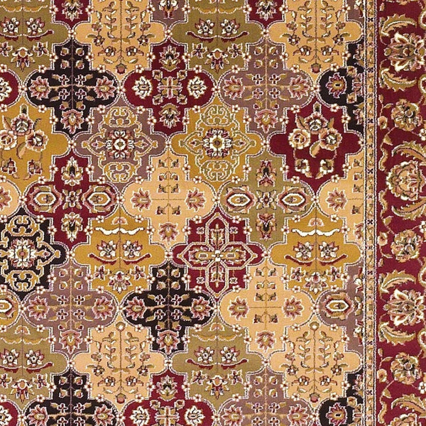 HomeRoots 5' Bold Moroccan Quatrefoil Area Rug in Red, Orange, and Black - Durable, Stylish, Easy Care for Any Space 7' Octagon Rectangle 352868