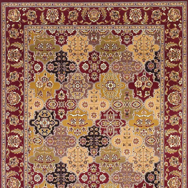 HomeRoots 5' Bold Moroccan Quatrefoil Area Rug in Red, Orange, and Black - Durable, Stylish, Easy Care for Any Space 7' Octagon Rectangle 352868