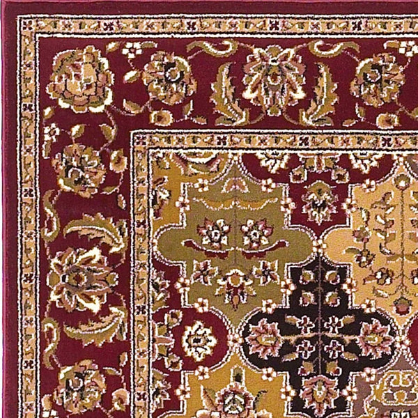 HomeRoots 5' Bold Moroccan Quatrefoil Area Rug in Red, Orange, and Black - Durable, Stylish, Easy Care for Any Space 8' Octagon Octagon 352869