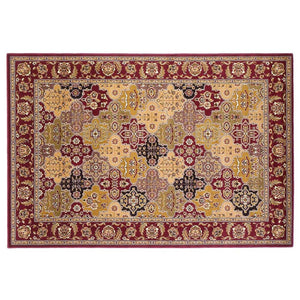HomeRoots 5' Bold Moroccan Quatrefoil Area Rug in Red, Orange, and Black - Durable, Stylish, Easy Care for Any Space 8' Octagon Octagon 352869
