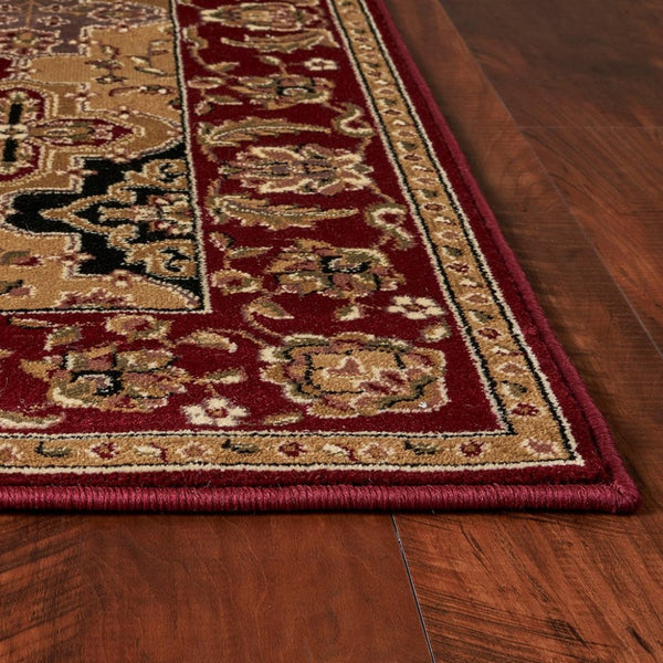 HomeRoots 5' Bold Moroccan Quatrefoil Area Rug in Red, Orange, and Black - Durable, Stylish, Easy Care for Any Space 8' Octagon Octagon 352869