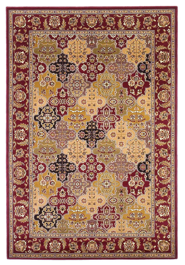 HomeRoots 5' Bold Moroccan Quatrefoil Area Rug in Red, Orange, and Black - Durable, Stylish, Easy Care for Any Space 8' Octagon Octagon 352869