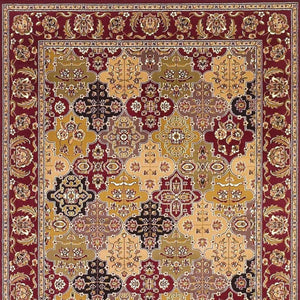 HomeRoots 5' Bold Moroccan Quatrefoil Area Rug in Red, Orange, and Black - Durable, Stylish, Easy Care for Any Space 8' Octagon Octagon 352869