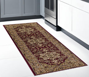 Homeroots 8' Red And Beige Area Rug  Polypropylene 352870