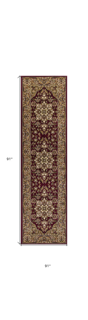 Homeroots 8' Red And Beige Area Rug  Polypropylene 352870
