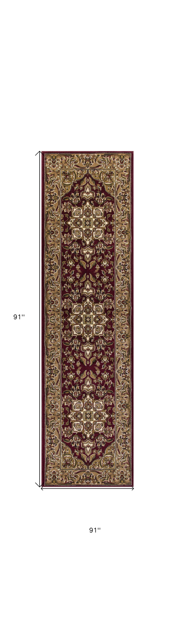 Homeroots 8' Red And Beige Area Rug  Polypropylene 352870