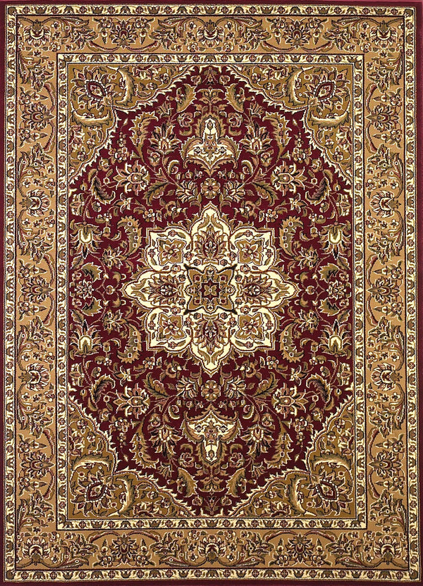 Homeroots Red And Beige Octagon Medallion Area Rug  Polypropylene 352871