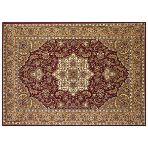 Homeroots Red And Beige Octagon Medallion Area Rug  Polypropylene 352871