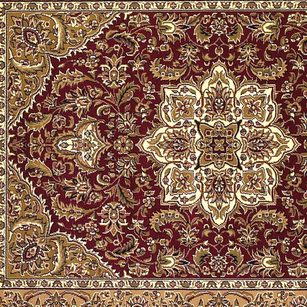 Homeroots Red And Beige Octagon Medallion Area Rug  Polypropylene 352871