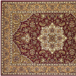 Homeroots Red And Beige Octagon Medallion Area Rug  Polypropylene 352871