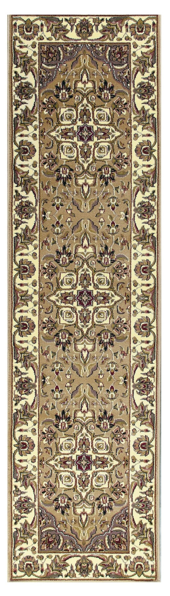 HomeRoots 7' Elegant Beige and Ivory Floral Octagon Area Rug for Stylish Living Spaces and Comfort 8" Round 352874