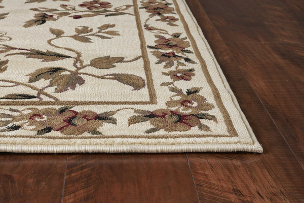 Homeroots 8' Ivory Octagon Floral Area Rug  Polypropylene 352876