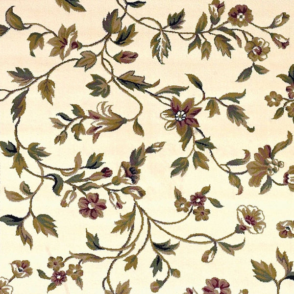 Homeroots 8' Ivory Octagon Floral Area Rug  Polypropylene 352876