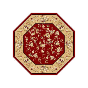 HomeRoots 10' Traditional Red and Beige Floral Vines Area Rug for Living Rooms - Durable, Elegant Design 8" Round 352882