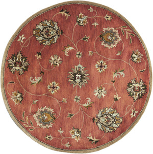 Homeroots 6' Sienna Orange Hand Tufted Traditional Round Indoor Area Rug  Wool 352892