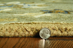 HomeRoots 8' Hand-Tufted Wool Floral Area Rug in Gray, Ivory & Brown - Elegant Design for Timeless Décor 5' Round 352895