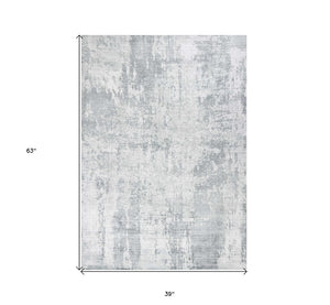 HomeRoots 5' Modern Abstract Hand-Loomed Area Rug in Dark and Light Gray – Adds Style and Warmth to Any Space 3' X 5' 352898