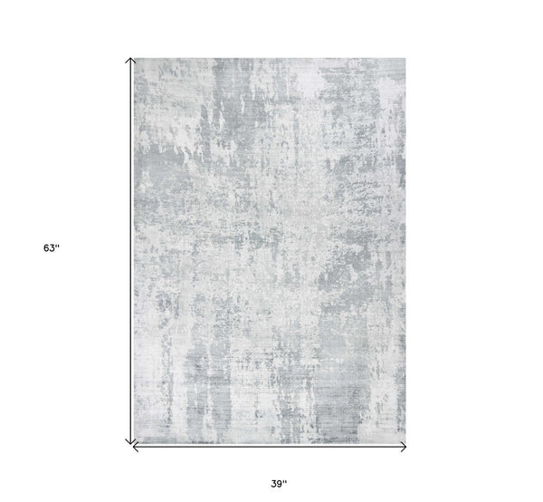 HomeRoots 5' Modern Abstract Hand-Loomed Area Rug in Dark and Light Gray – Adds Style and Warmth to Any Space 3' X 5' 352898
