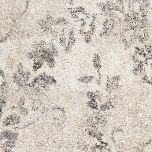 HomeRoots 8' Gray and Tan Floral Distressed Area Rug - Timeless Vintage Style for High-Traffic Family Spaces 5' X 8' 352929
