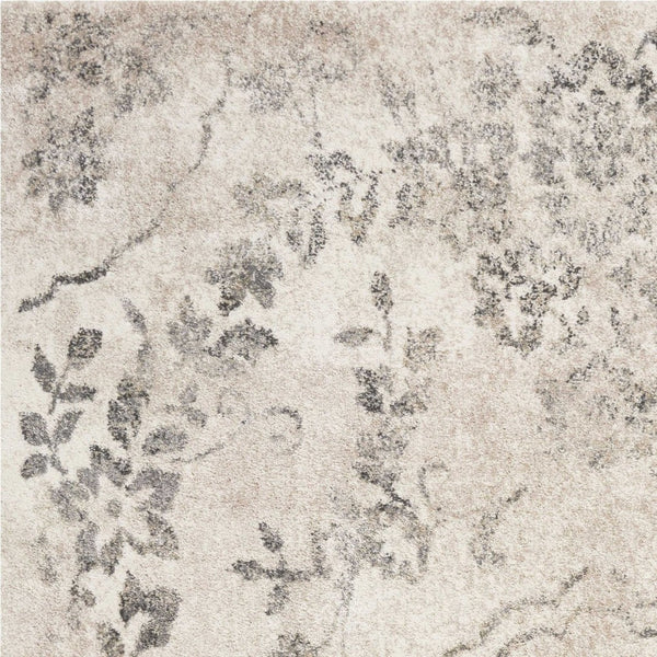 HomeRoots 8' Gray and Tan Floral Distressed Area Rug - Timeless Vintage Style for High-Traffic Family Spaces 5' X 8' 352929