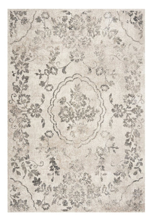 HomeRoots 8' Gray and Tan Floral Distressed Area Rug - Timeless Vintage Style for High-Traffic Family Spaces 5' X 8' 352929
