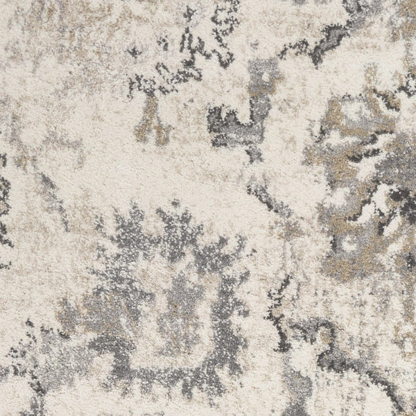 HomeRoots 8' Elegant Ivory and Gray Floral Medallion Area Rug - Durable, Low-Maintenance Design for Homes 5' X 8' 352931