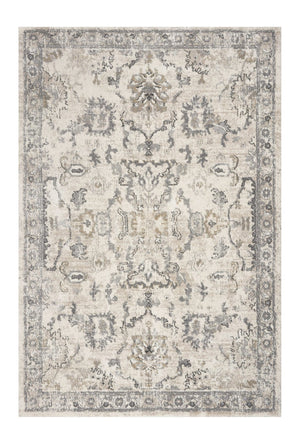 HomeRoots 8' Elegant Ivory and Gray Floral Medallion Area Rug - Durable, Low-Maintenance Design for Homes 5' X 8' 352931