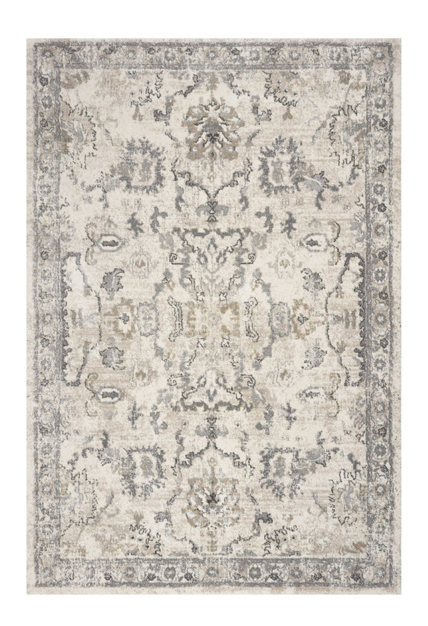 HomeRoots 8' Elegant Ivory and Gray Floral Medallion Area Rug - Durable, Low-Maintenance Design for Homes 5' X 8' 352931