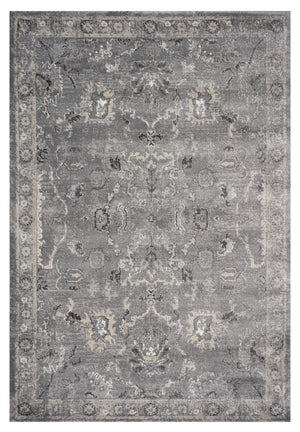 Homeroots 5' X 8' Grey Vintage Floral Bordered Indoor Area Rug  Polypropylene 352932